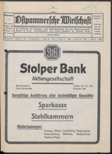 Ostpommersche Wirtschaft, Juni 1931, Nummer 3