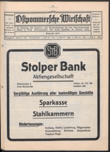 Ostpommersche Wirtschaft, August 1931, Nummer 4
