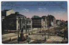 D&uuml;sseldorf. Hindenburgwaff mit Stadttheater und Bismarckdenkmal.