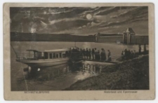 M&ouml;hnetal sperre. Motorboot und Sperrmauer