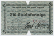 Die Sparkasse der Stadt Zoppot - Gutschein - 210 goldpfennige, nr 527160
