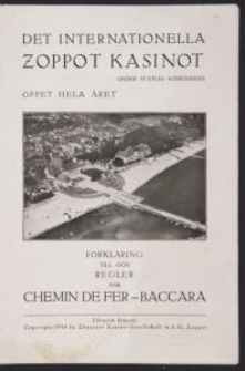 Broszura z kasyna sopockiego - instrukcja gry w bakarata
