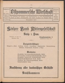 Ostpommersche Wirtschaft, November 1925, Nummer 8