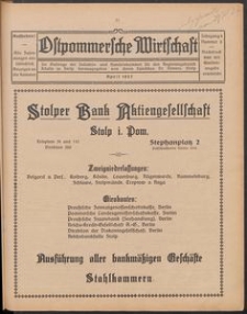 Ostpommersche Wirtschaft, April 1927, Nummer 3