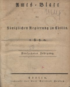 Amts-Blatt der K&ouml;niglichen Regierung zu C&ouml;slin 1830