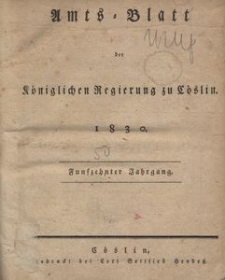Amts-Blatt der Königlichen Regierung zu Cöslin 1830