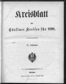 Kreisblatt des Cösliner Kreises 1890
