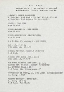 Lista os&oacute;b odpowiedzialnych za przygotowanie i realizację Międzynarodowego Festiwalu Muzycznego Sopot &rsquo;89