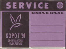 Identyfikator festiwalowy Sopot &rsquo;91 28th International Music Festival SERVICE