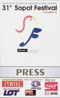Identyfikator festiwalowy 31st Sopot Festival PRESS