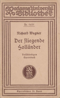 Libretto : Nr. 5635 Richard Wagner Der fligende Holl&auml;nder