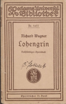 Libretto : Nr. 5637 Richard Wagner Lohengrin