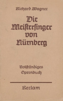 Libretto : Nr 5639, Richard Wagner, Die Meisterfinger von N&uuml;rberg