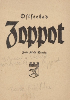 Ostseebad Zoppot. Freie Stadt Danzig