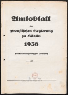 Amtsblatt der Preu&beta;ischen Regierung zu K&ouml;slin 1936