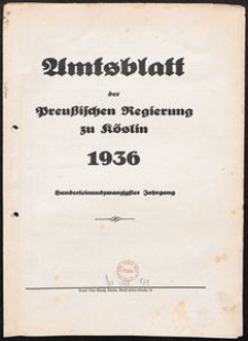 Amtsblatt der Preuβischen Regierung zu Köslin 1936
