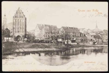 Mill Gate in Stolp and panorama of the left bank town