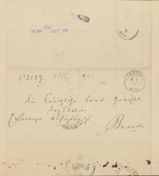 Przesyłka sądowa nadana w Kartuzach 4 lipca 1865 r.