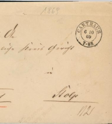 Koperta po przesyłce sądowej nadanej w 1869 r.