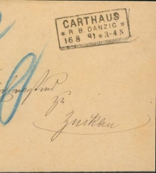 Przesylka z kartuskiego sądu nadana ok. 16 sierpnia 1881 r.