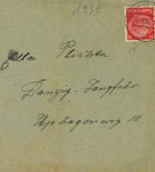 Przesyłka nadana w Kartuzach 30 grudnia 1939 r.