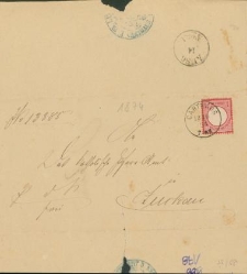 Przesyłka z 10 października 1874 r. z Sądu w Kartuzach do mieszkańca Żukowa