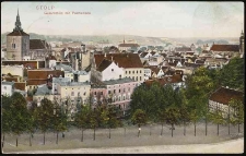 Panorama Stolpu: kości&oacute;ł Mariacki, kości&oacute;ł zamkowy, Dom Strzelecki