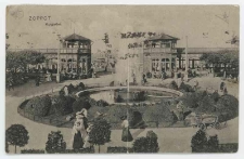 Poczt&oacute;wka czarno-biała, Zoppot. Kurgarten, obiegowa