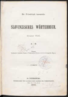 Slovinzisches W&ouml;rterbuch: erster Teil: A-O