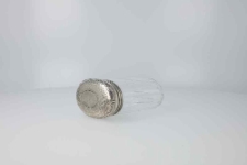 Duży szesnastokątny na planie owalnym szklany pojemnik z nakrywką