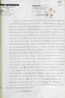 Pismo Preu&szlig;ische Oberfischmeisteramt w Ustce do prezydenta rejencji koszalińskiej z 5.05.1931 r.