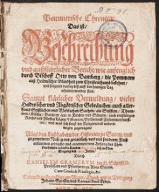 Pommersche Chronica : Thüringische Chronica oder Geschichtbuch