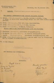 Wykaz osób poszukiwanych przesłany prezydentowi rejencji koszalińskiej z 25.10.1939 r.
