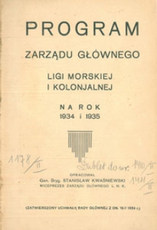 Program Zarządu Głównego Ligi Morskiej i Kolonjalnej na rok 1934 i 1935