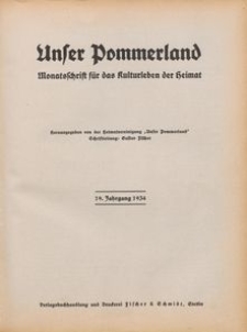 Unser Pommerland : Monatsschrift für das Kulturleben der Heimat : 19. Jahrgang 1934