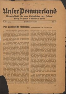 Unser Pommerland : Monatsschrift für das Kulturleben der Heimat : 21. Jahrgang 1936, Heft 5/6