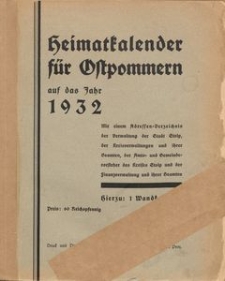Heimatkalender f&uuml;r Ostpommern auf das Jahr 1932