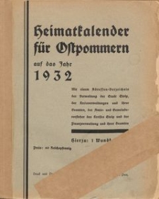 Heimatkalender für Ostpommern auf das Jahr 1932