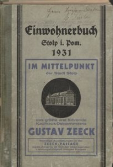 Einwohnerbuch der Stadt Stolp in Pommern 1931