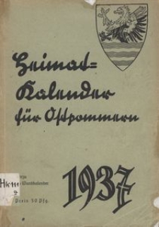 Heimatkalender f&uuml;r Ostpommern auf das Jahr 1937