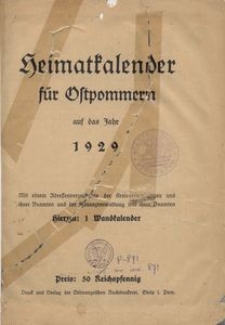 Heimatkalender für Ostpommern auf das Jahr 1929