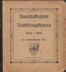 Haupt-Haushaltsplan der Stadthauptkasse zu Stolp i. Pom. für das Rechnungsjahr: 1920