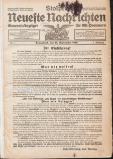 Stolper Neueste Nachrichten Nr. 1/1909