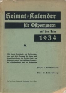 Heimatkalender für Ostpommern auf das Jahr 1934