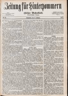 Zeitung f&uuml;r Hinterpommern (Stolper Wochenblatt) Nr. 27/1877