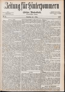 Zeitung f&uuml;r Hinterpommern (Stolper Wochenblatt) Nr. 34/1877