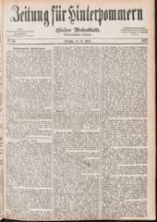 Zeitung f&uuml;r Hinterpommern (Stolper Wochenblatt) Nr. 56/1877