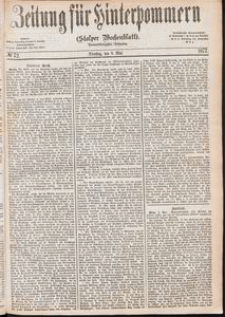 Zeitung f&uuml;r Hinterpommern (Stolper Wochenblatt) Nr. 72/1877